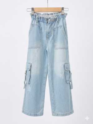 Pantalon_niña1 Vaqueros Cargo Desgastados de Niña - Estilo Urbano y Comodidad